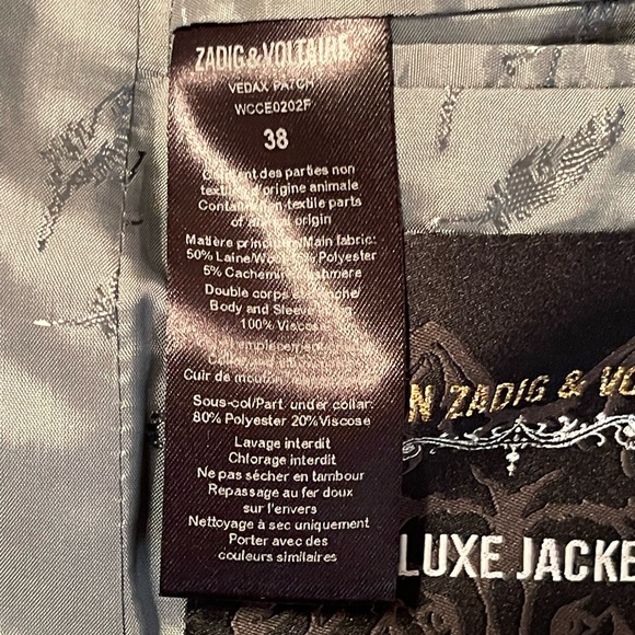 Zadig & Voltaire Metallic Grey Leather Detailed Blazer - Picture 7 of 7